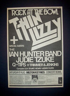 Thin Lizzy Renegade Tour w/ Ian Hunter 1981 Poster Type Concert Ad, Promo Advert