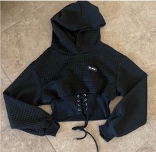 New SHEIN crop hoodie sweatshirt black size small