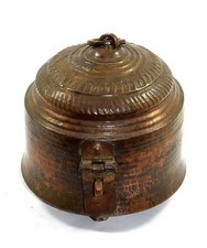 19c Rare Antique Hand Crafted Beautiful Round Chapatti/Bread Box. G66-111