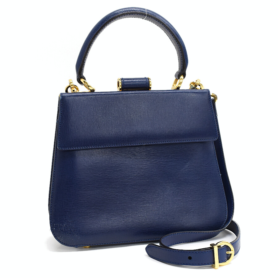 Auth Salvatore Ferragamo Gancini Top Handle Convertible Shoulder Hand Bag  T00G