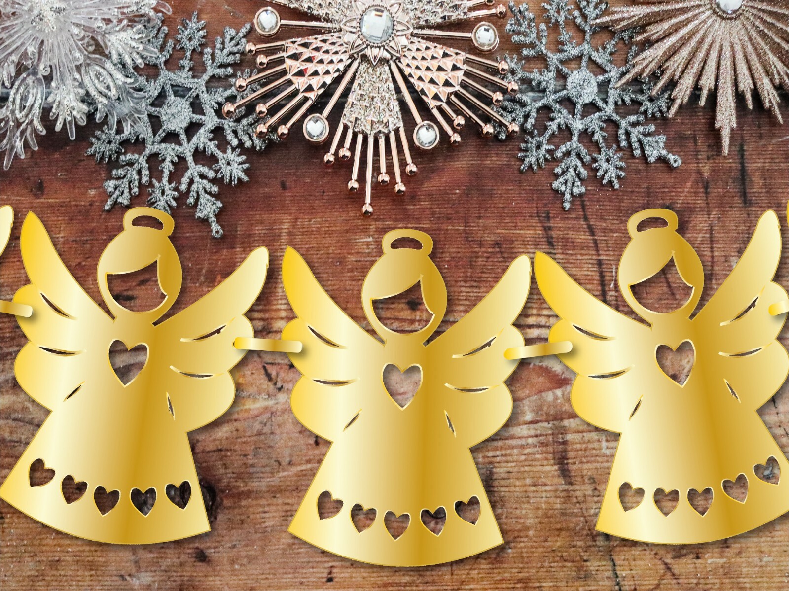 Gold Angel Christmas Bunting,Garland,Christmas Decoration,12 Angels,3 Metres