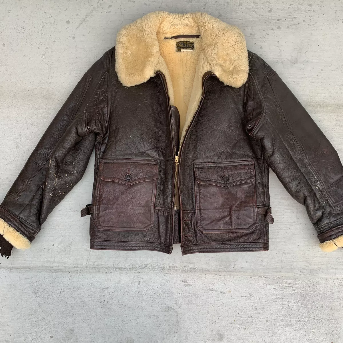 Vintage shearling bomber clearance jacket