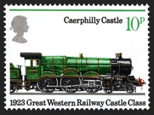 GWR steam locomotive Caerphilly Castle on 1975 stamp