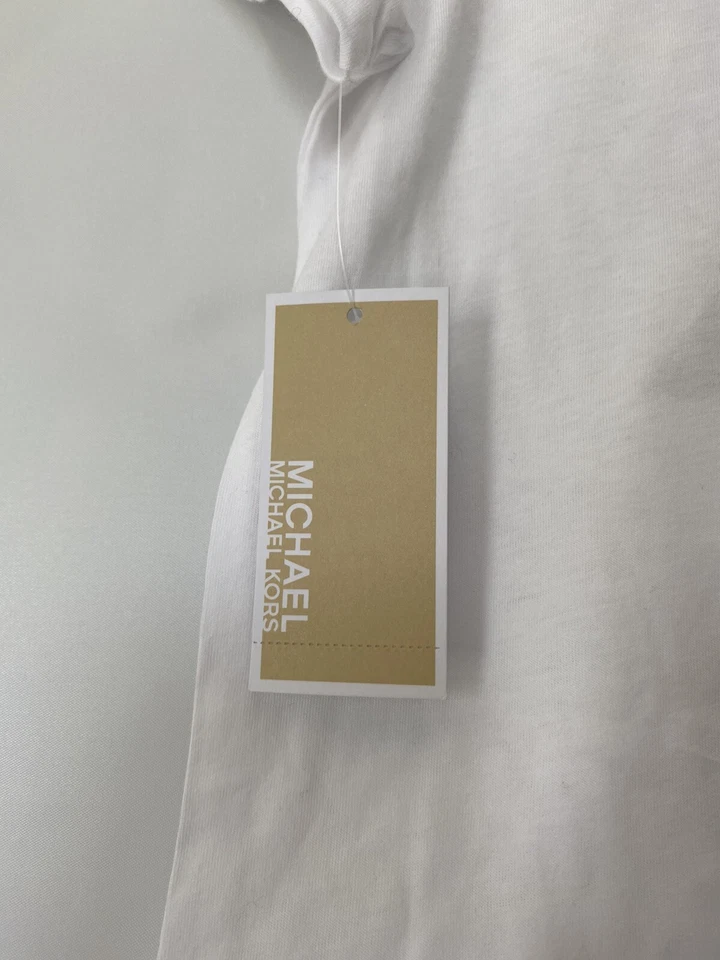 Camiseta para mujer MK Michael Kors talla M color blanco negro logotipo nueva Tg   Foto 3 de 4