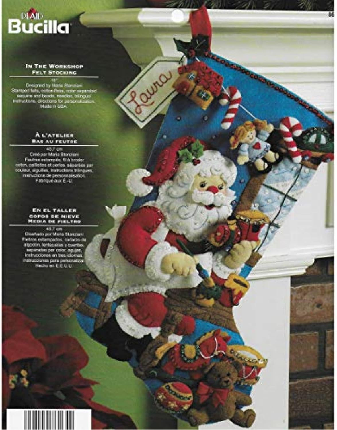 Kit Applique Feltro Bucilla - Calza Natalizia Con Gnomo, 18 Pollici - Foto 3
