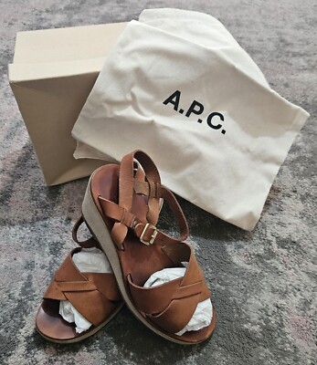 Womans APC Brown/Tan Strap Wedge Sandals Size 3/36 UK