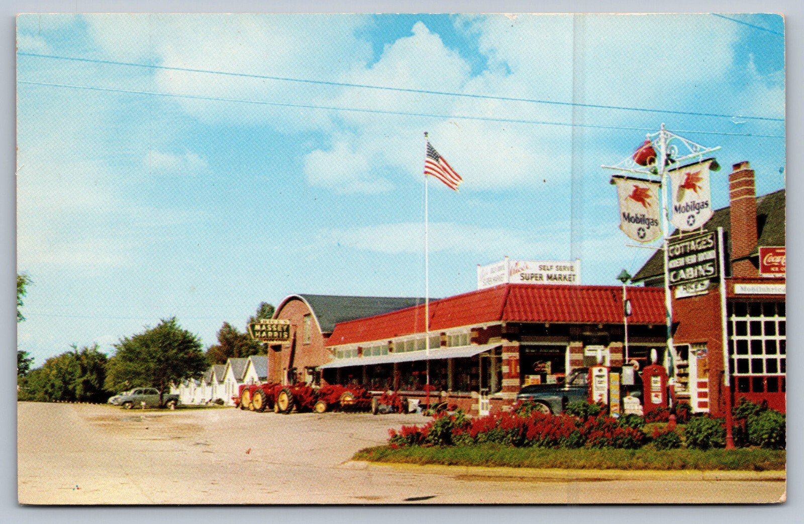 c1960 adv postcard BENZONIA BEULAH MICHIGAN MOBIL GAS STATION MASSEY