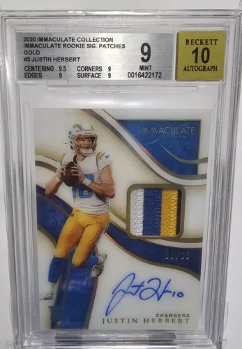 Justin Herbert 2020 Immaculate Rookie Sig Patch Gold 09/25 BGS 9 RPA