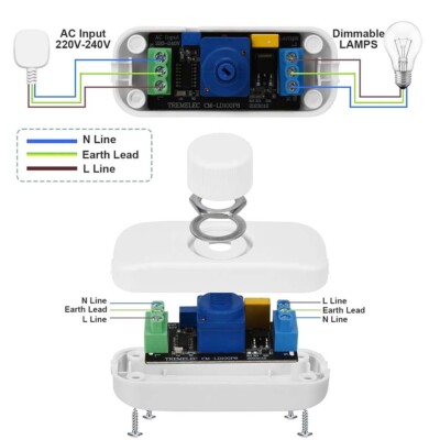 Compact Design LED Dimmer Switching Device Compatible with Multiple Bulbs