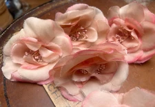vintage millinery 1950s flower peach pink 4.5" pink cotton silk 1pc USA