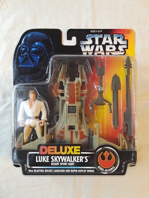 Star Wars Luke Skywalker Desert Sport Skiff Deluxe Action Figure Blasting Rocket