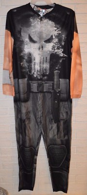 Men's Marvel The Punisher One Piece Lounge Sleep Pajama Suit Sz S, M, L,  XL, 2XL