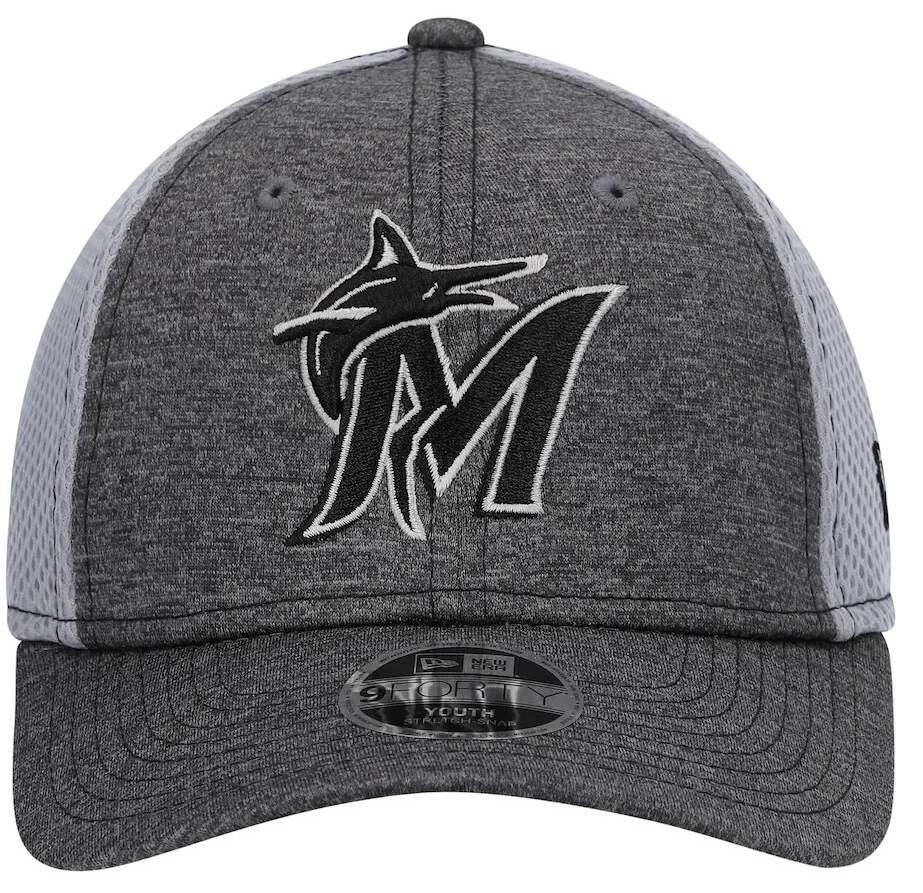 Boné Snapback Ajustável Miami Marlins New Era Youth Neo 9Forty Cinza - Imagem 2 de 4
