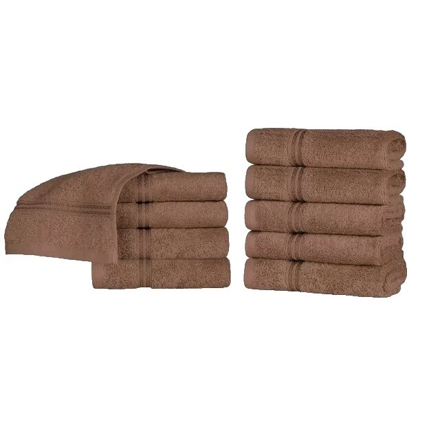 Egyptian Cotton Brown Solid Pattern Bath Towels & Washcloths