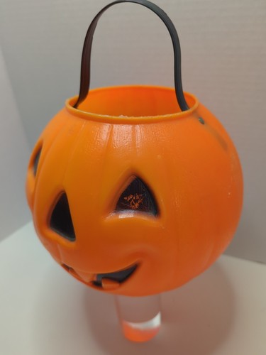 Vintage Halloween Candy Bucket Jack O Lantern 7" Retro Trick or Treating - Picture 2 of 11