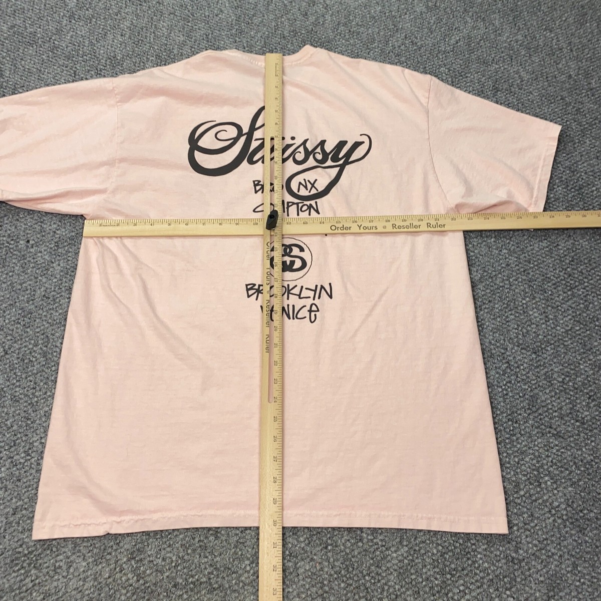 Stussy World Tour Tee Mens XL Pink Pigment Dyed Short Sleeve