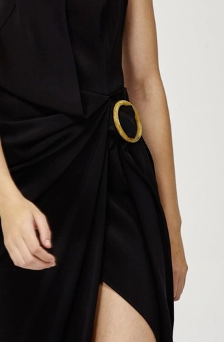 Acler Maine Draped Midi Dress Black Size US 4 New With Defects $450 - Picture 4 of 24