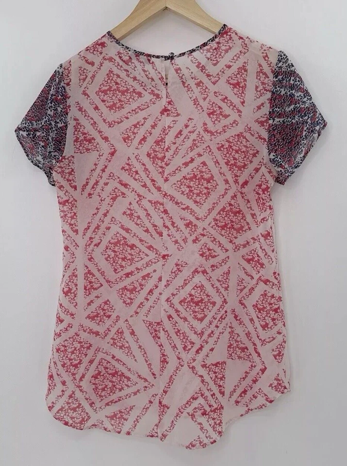 Blusa Top Transparente Floral Geométrica Coqueta CAbi Para Mujer Talla Pequeña, Preppy Carrera Foto 2 de 4