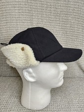Sherpa Lined Trapper Hat Cap Black Ear Flap Cap Adjustable Outdoor