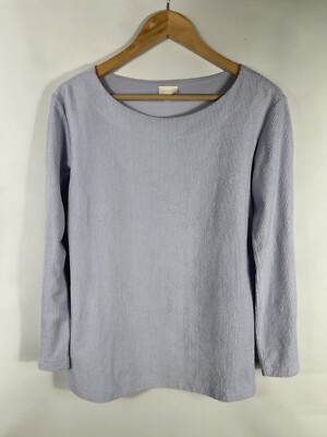 Hanro Women's XS Light Purple Ribbed Boat Neck Long Sleeve Loungewear Top