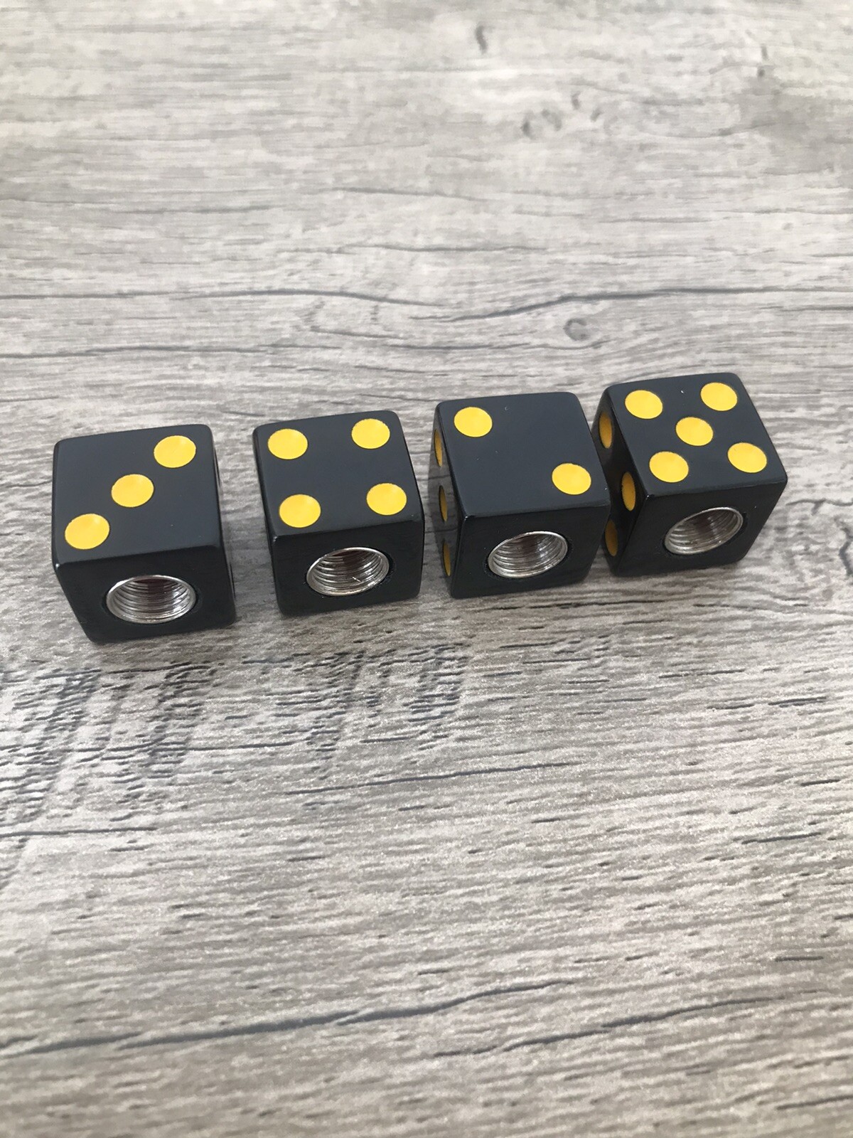 4X Black Yellow Dice Valve Stem Cap Car Truck Motorcycle Bicycle Bike