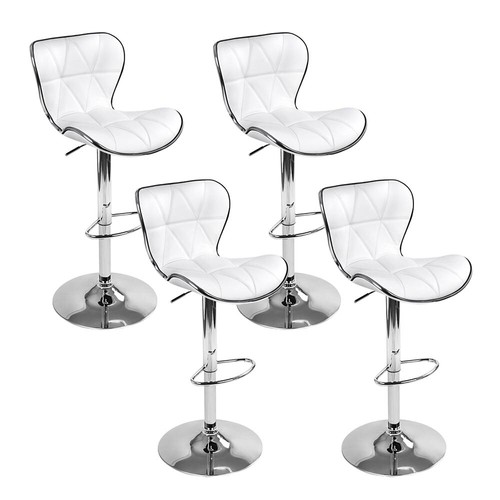 Artiss 4x Bar Stools Gas Lift Leather Seat White 9350062116685 eBay