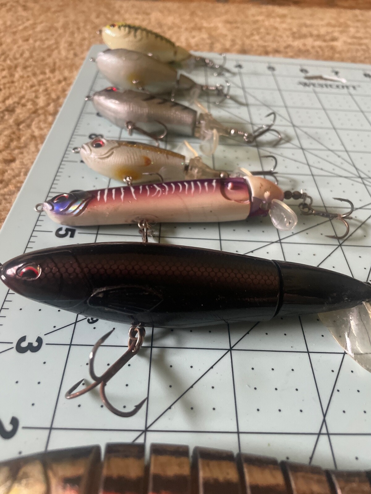 TRUSCEND lot 7x pcs Fishing Lures ploppers swim baits segmented top water rare