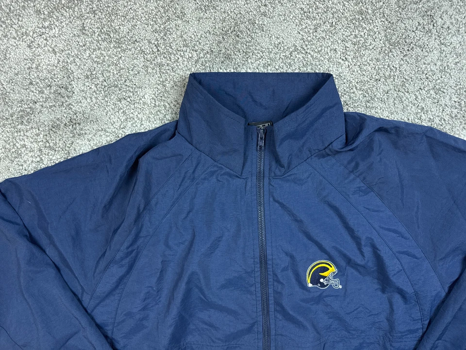Vintage Nike Michigan Wolverines Jacket XL Blue Football Helmet Logo Full Zip - Image 3 of 4