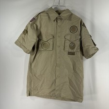 Boy Scouts of America Mens Uniform Shirt Small Khaki Short Sleeve Damaged