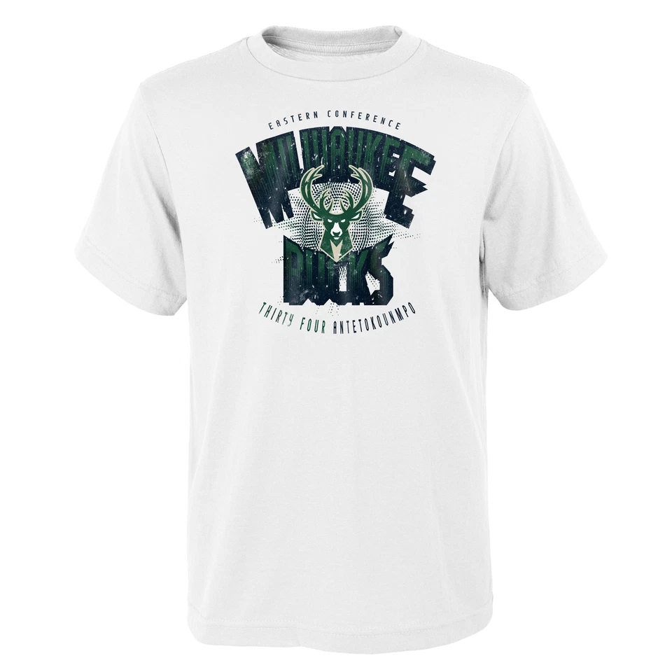 NBA T-Shirt Milwaukee Bucks Giannis Antetokounmpo Big Arch Logo weiß Shirt - Bild 1 von 1