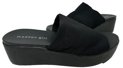 Madden Girl Women's Shelbie Slip On Comfort Wedge Sandals Black