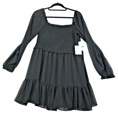 smocked mini dress black Steve Madden Women's Smocked Fit & Flare Lotty Dress - Black main image 0