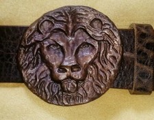 Bronze belt buckle Lion, belt buckle, for removable belt, buckle