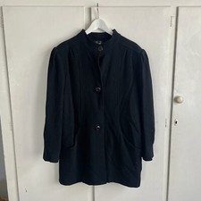 Vintage 80s Black Jacket Size 16 Sanro Wool Blend Retro