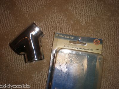 WEST MARINE #7219819 STAINLESS 60 DEGREE UNIVERSAL TEE - 1'' RAIL FITTING - NOS