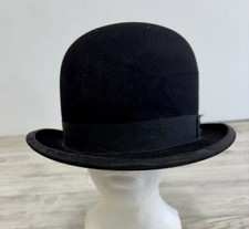 Vtg. Longley Chicago Black Bowler Hat United Hatters Of North America Sz 7 /j