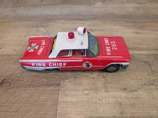 Vintage Fire Chief 283 Tin Litho Toy Car Red Emergency Vehicle As Is