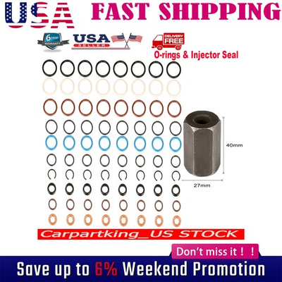 #ad Fit Ford 6.0L Powerstroke Oil Rail Leak Repair Kit Tools O rings amp; Injector Seal $13.15