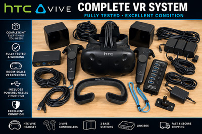 HTC VIVE Pro Headset VR Full Set Complete System Virtual Reality Kit A+ Clean