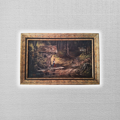 HANDGEMALTES Ölgemälde auf Leinwand nach Carl Spitzweg | Kapelle im Wald