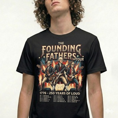Founding Fathers Tour 250th Years Of Loud Rock Band Funny Vintage T-Shirt Tee