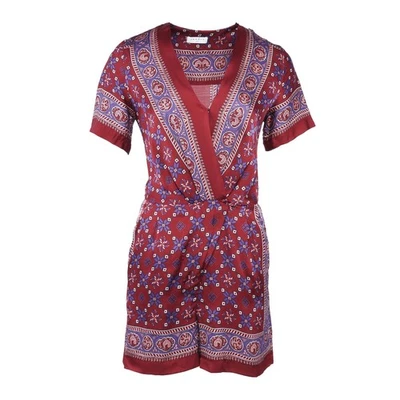 Sandro Paris Women's Multicolor V-Neck Satin Playsuit Size 38 FR 10UK 6US P6625E - Photo 1/4