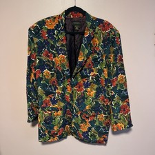 Vintage Express Compagnie Internationale Silk Blazer Jacket Floral Size M Blazer