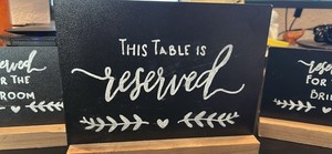 Wedding Reserved Table Signs Set Modern Black White Matte Wood for Dining Room