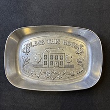 Wilton Armetale Metal Serving Tray "Bless This House" Made In USA #601012