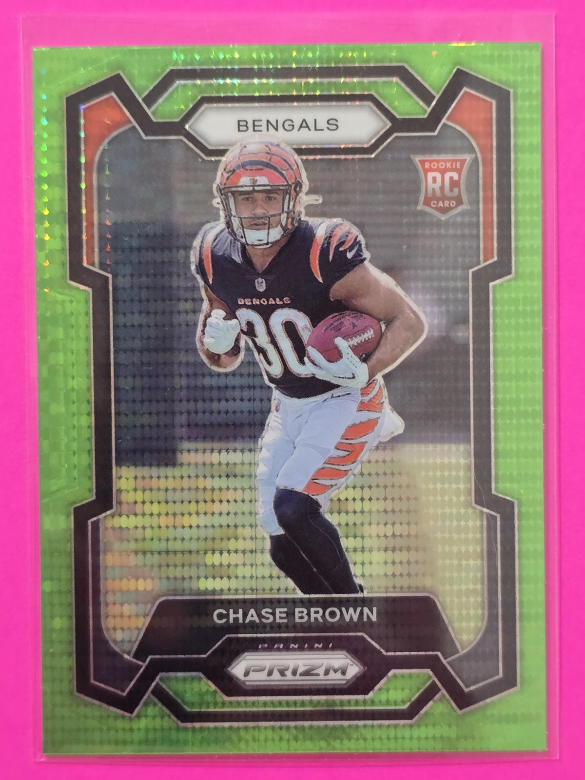 Chase Brown Panini Prizm #318 Neon Green Pulsar