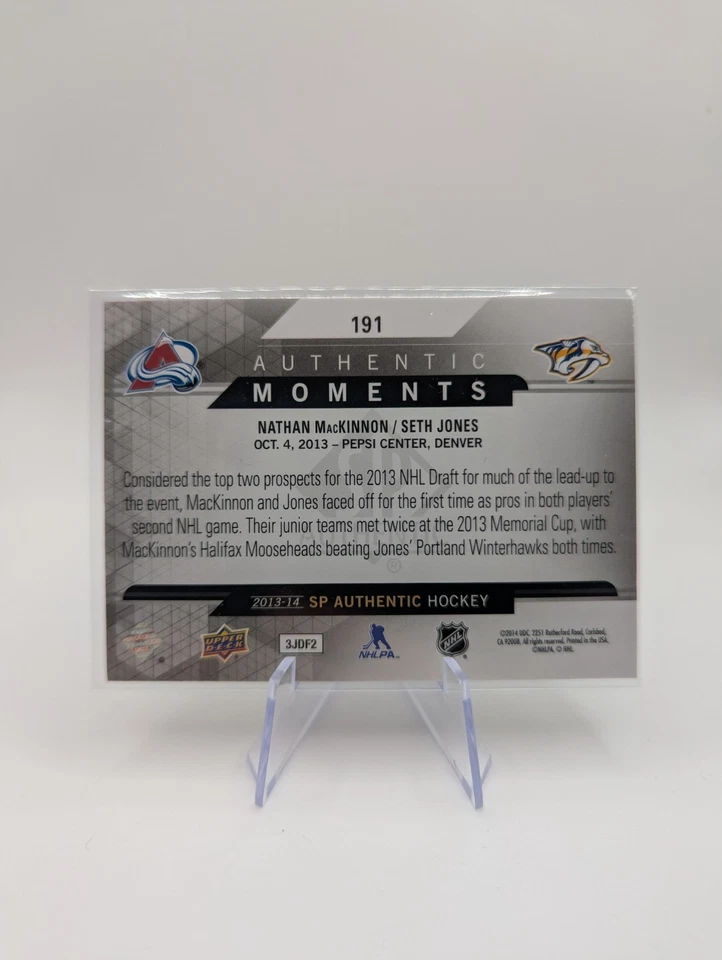 2013-14 SP Authentic Moments Nathan MacKinnon Seth Jones #191 Rookie RC - Image 2 of 2