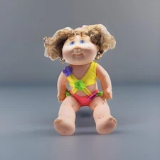 Cabbage Patch Kid Girl By Xavier Roberts  Hard Vinyl Body  Brunette Swimsuit