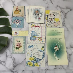 Vintage 50s Mini Greeting Cards Lot of 9 Wedding Baby Thank You Shower