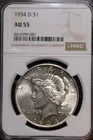 1934 D $1 Peace Silver Dollar -NGC AU 55-Great Luster